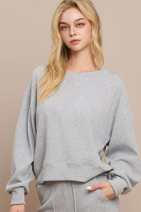Women's Relaxed Ribbed Corduroy Long Sleeve Top