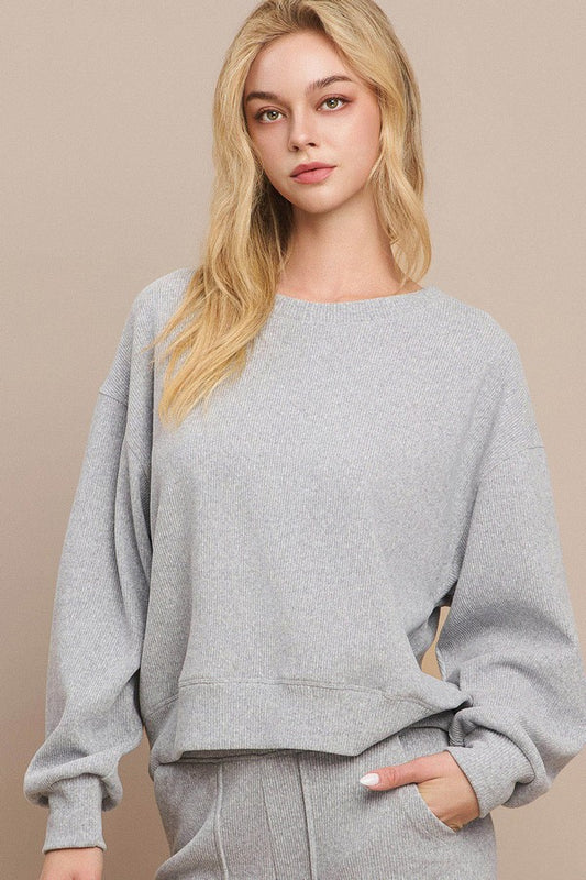 Women's Relaxed Ribbed Corduroy Long Sleeve Top